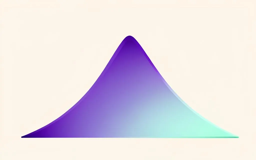 Bell curve distribution illustration in indigo and mint