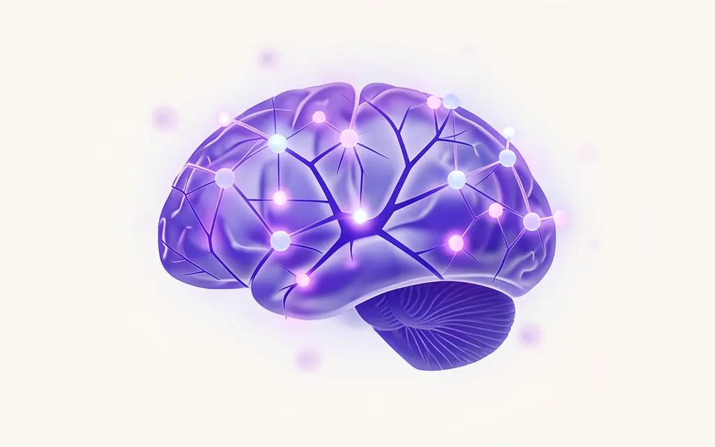 Abstract violet neural network brain illustration